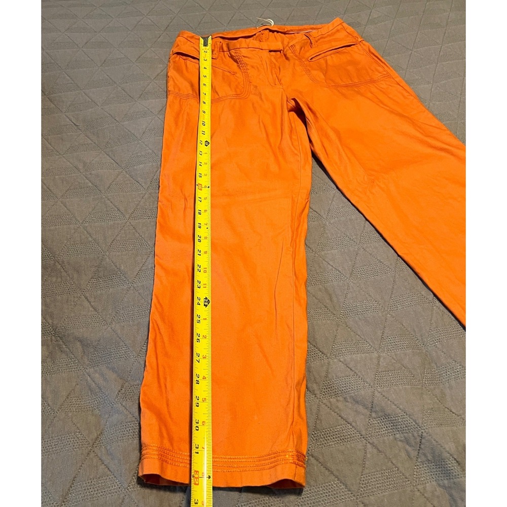 Max Studio Straight Leg Pants Size 8 Orange Textured Ankle Cropped Stitched Hem - Picture 6 of 7